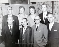 Front Row- John Chandler Ben Johnson Joseph Stroud Fred Hood Second Row- Gene Bartlett Martha Steele Dorothy Miles Kenneth Osbrink